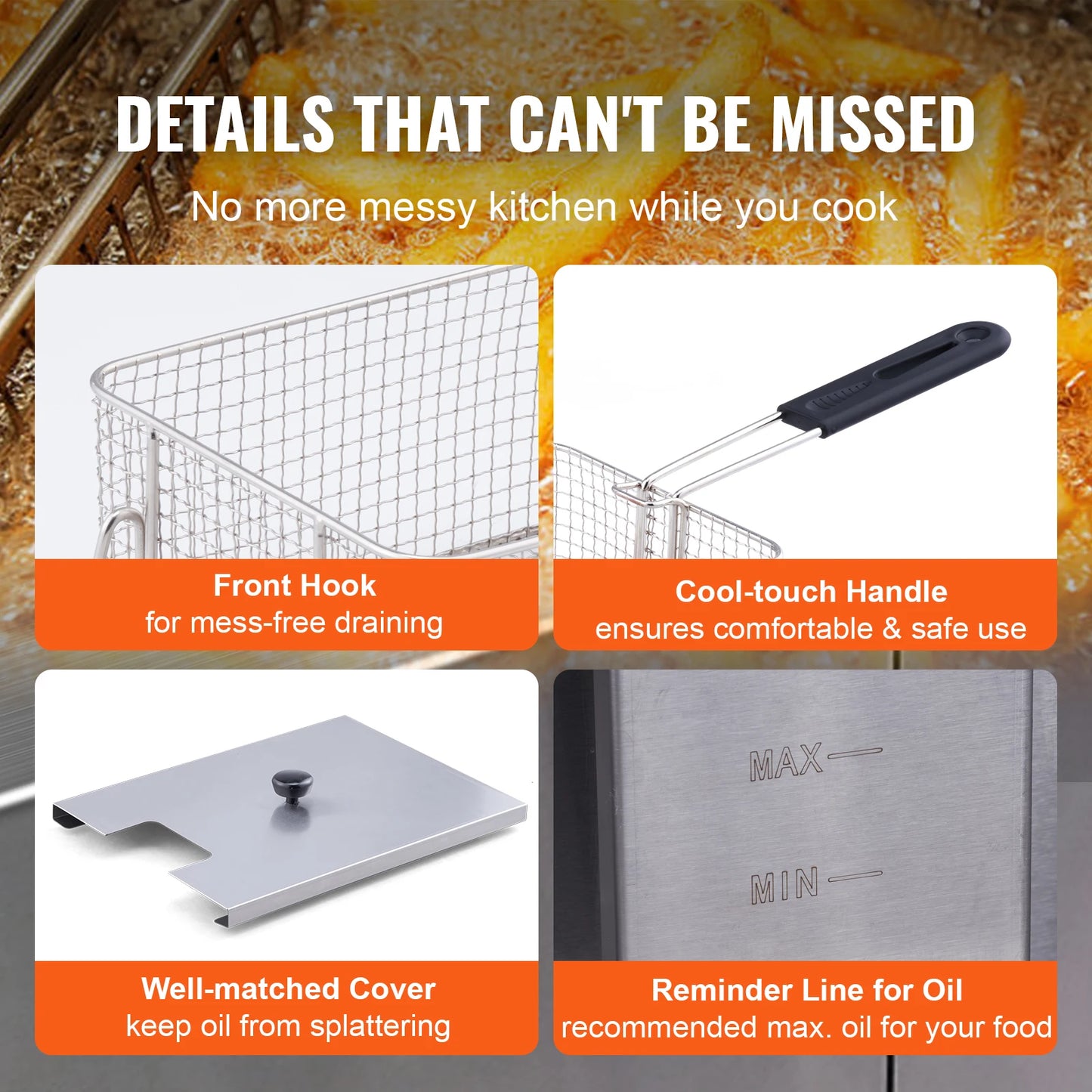 Friteuse électrique en acier inoxydable avec deux réservoirs de 12L.